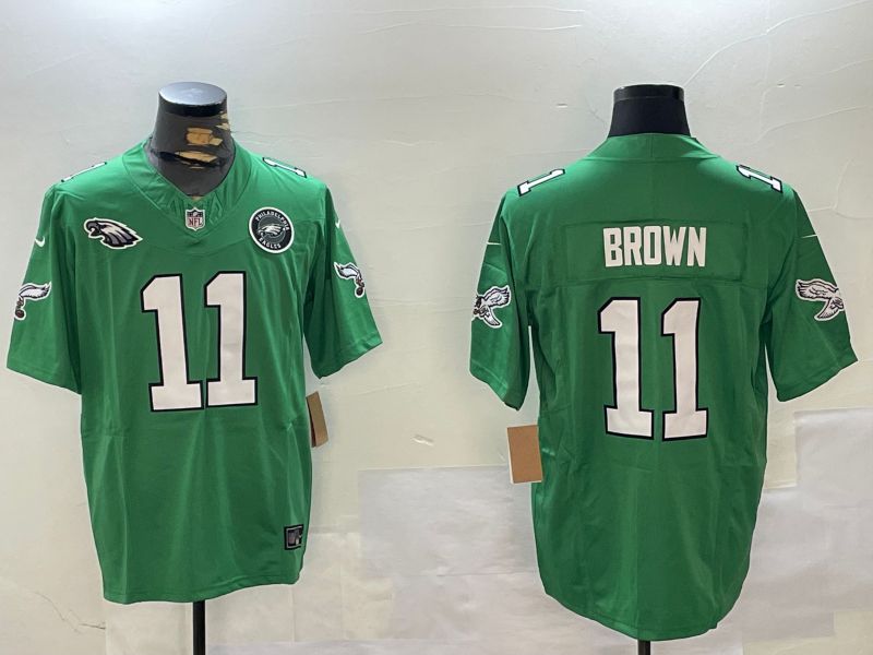 Men Philadelphia Eagles #11 Brown Green Throwback 2024 Nike Vapor Limited NFL Jersey style 3